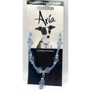 Aria Teardrop Dog Necklace Blue Crystal Fits 10–15" Posh Pet Jewelry